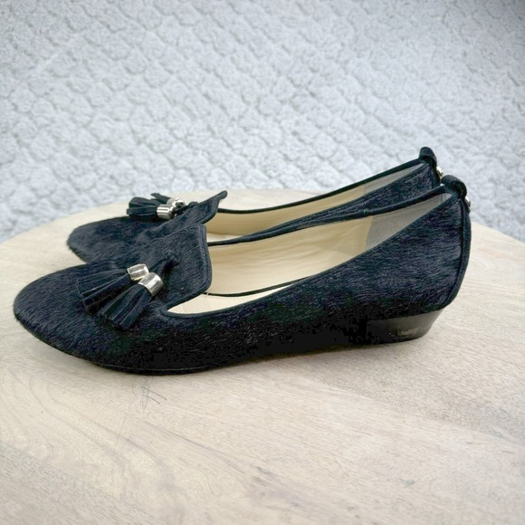 Vince Camuto Nancy Flats Black Horsehair Tassel Loafers 8 Old Money Luxury Flats - Picture 3 of 9